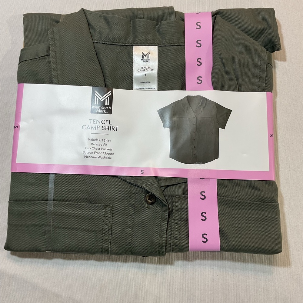 Members Mark NWT Tincel Camp Shirt Olive Green Size small